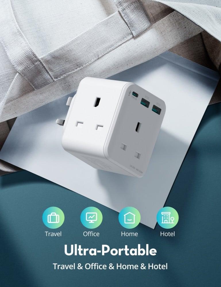 Ravpower PD 20W Wall Charger Uk Version With 3 Ac Port - White - Tashqila Ravpower PD 20W Wall Charger Uk Version With 3 Ac Port - White - Tashqila